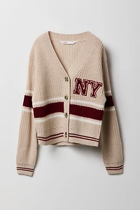 Cardigan en tricot à broderie chenille pour filles