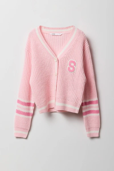 Girls Chenille Embroidered Knit Cardigan