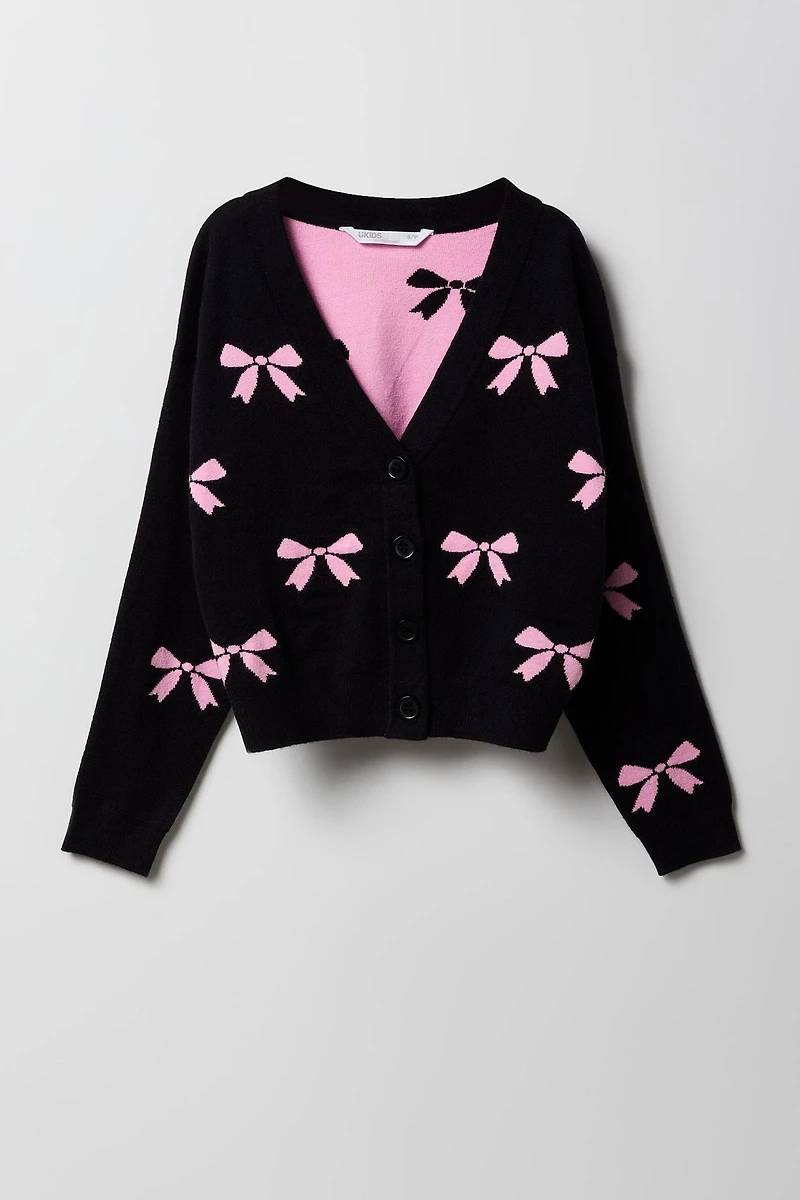 Girls Jacquard Knit Cardigan