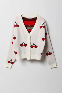 Girls Jacquard Knit Cardigan