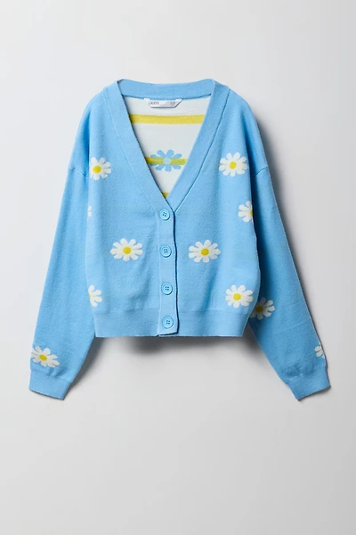 Cardigan en tricot de jacquard pour fille