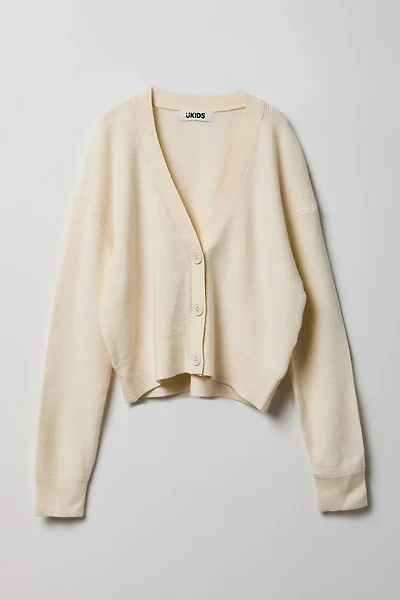 Cardigan boutonné à encolure en V pour fille