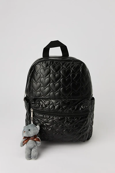 Sac à dos matelassé avec ourson amovible pour fille