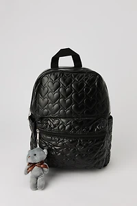 Girls Quilted Backpack with Removeable Teddy Bear