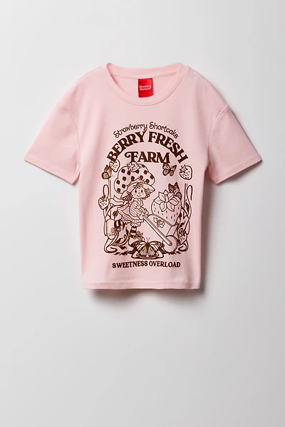 Girls Strawberry Shortcake Graphic Ribbed T-Shirt