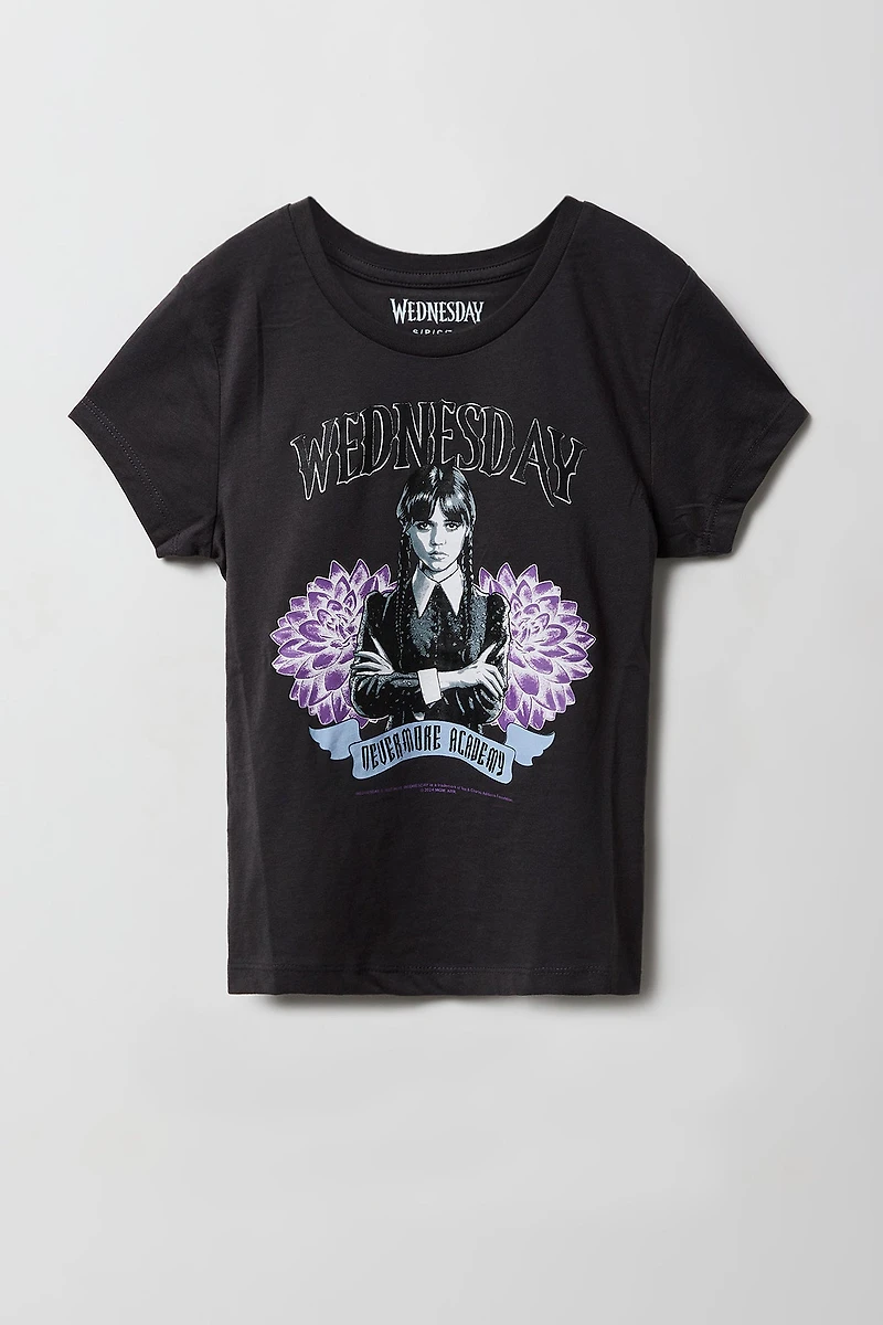 T-shirt à imprimé Wednesday pour fille