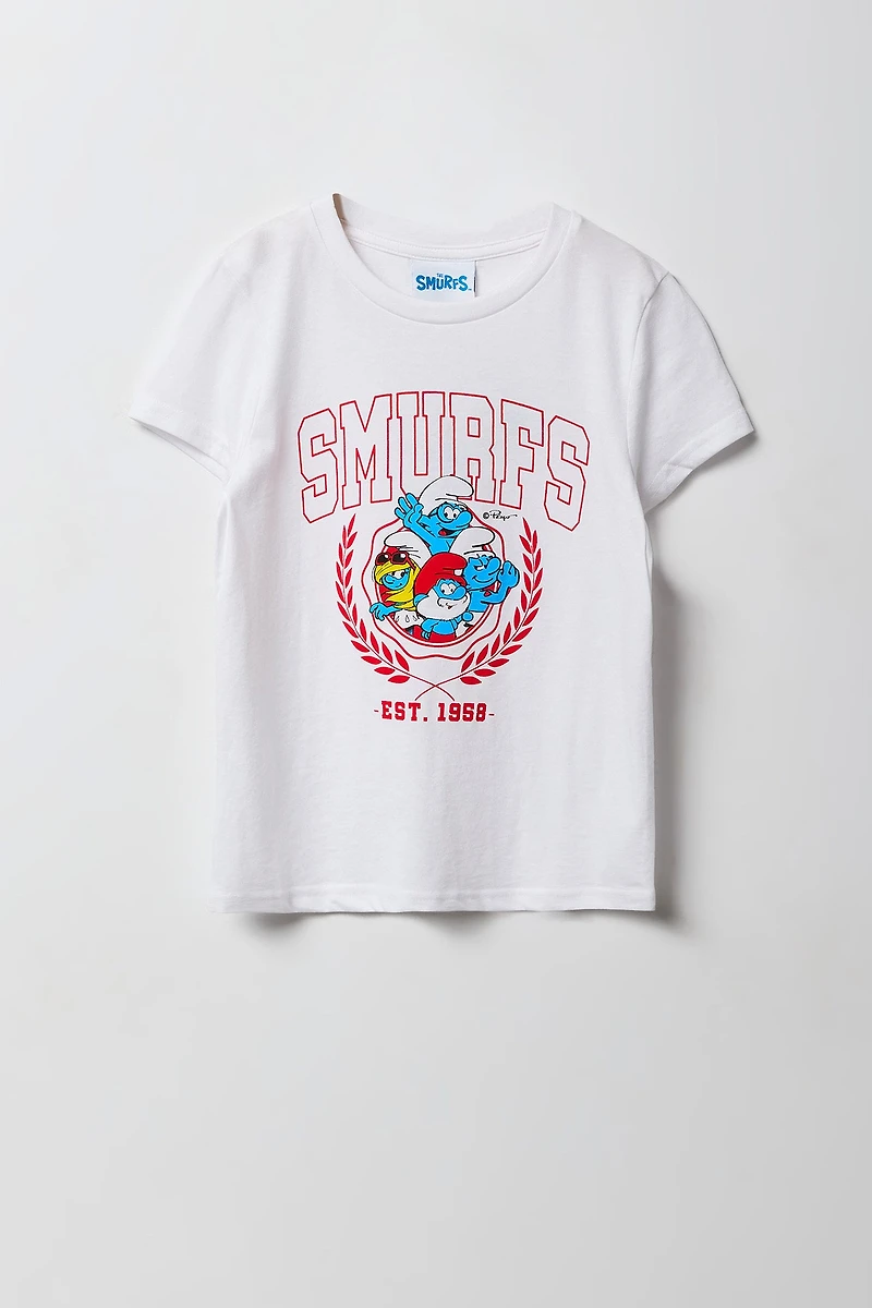 T-shirt à imprimé Smurfs pour fille