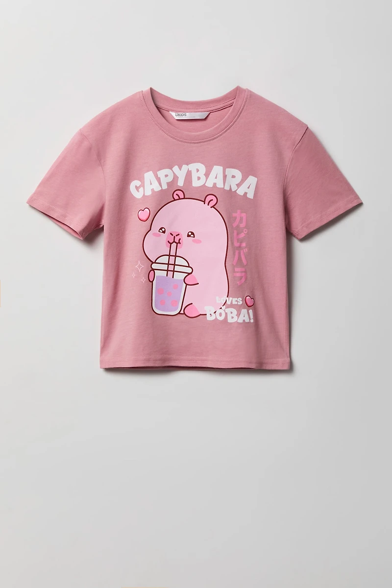 Girls Capybara Graphic T-Shirt