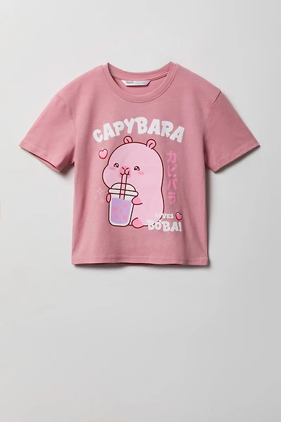 Girls Capybara Graphic T-Shirt