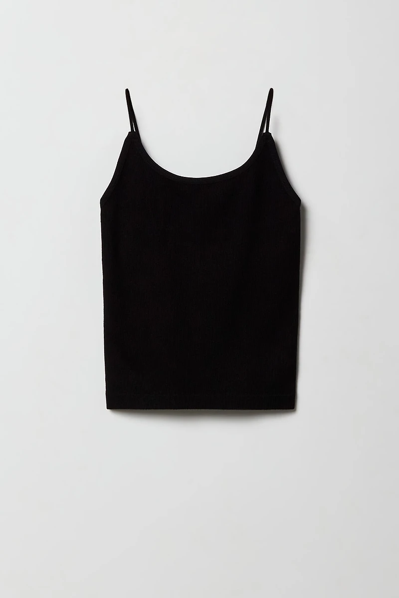 Camisole côtelée sans couture avec bretelles ultraminces pour fille