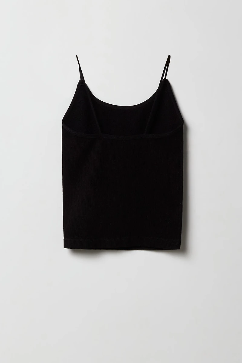 Camisole côtelée sans couture avec bretelles ultraminces pour fille