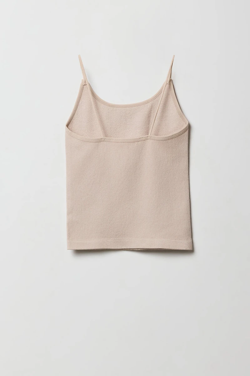 Camisole côtelée sans couture avec bretelles ultraminces pour fille