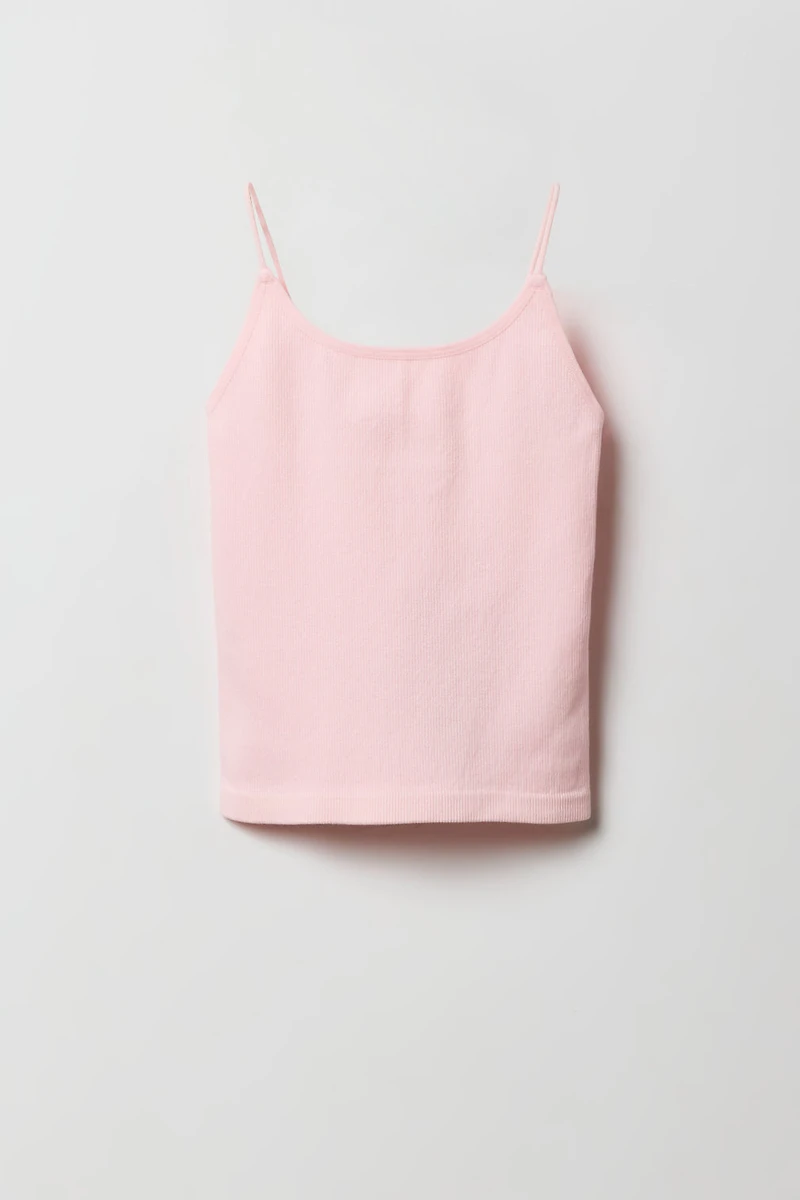 Camisole côtelée sans couture avec bretelles ultraminces pour fille