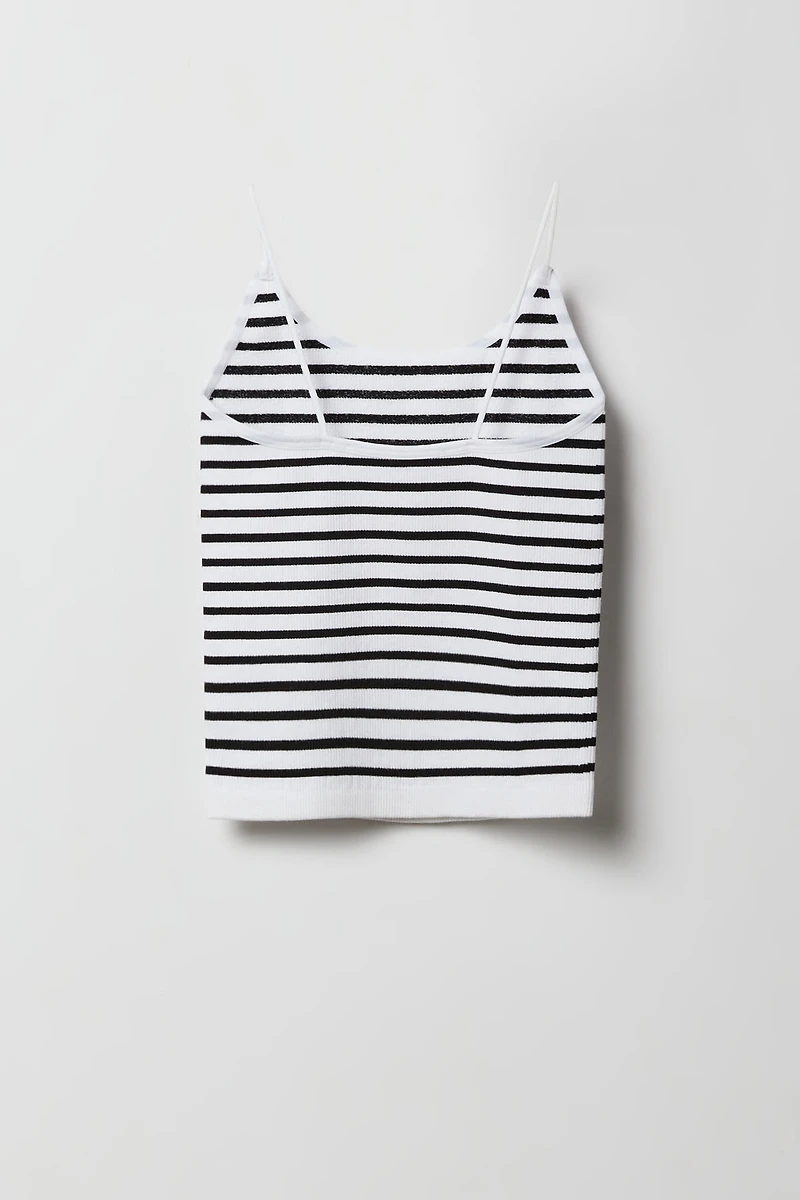 Camisole côtelée sans couture avec bretelles ultraminces pour fille