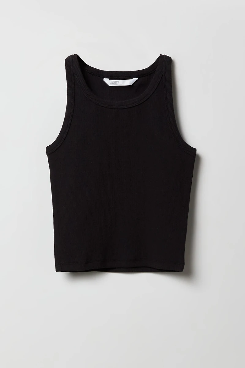 Girls Ribbed High Neck Tank