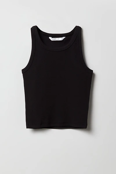 Girls Ribbed High Neck Tank