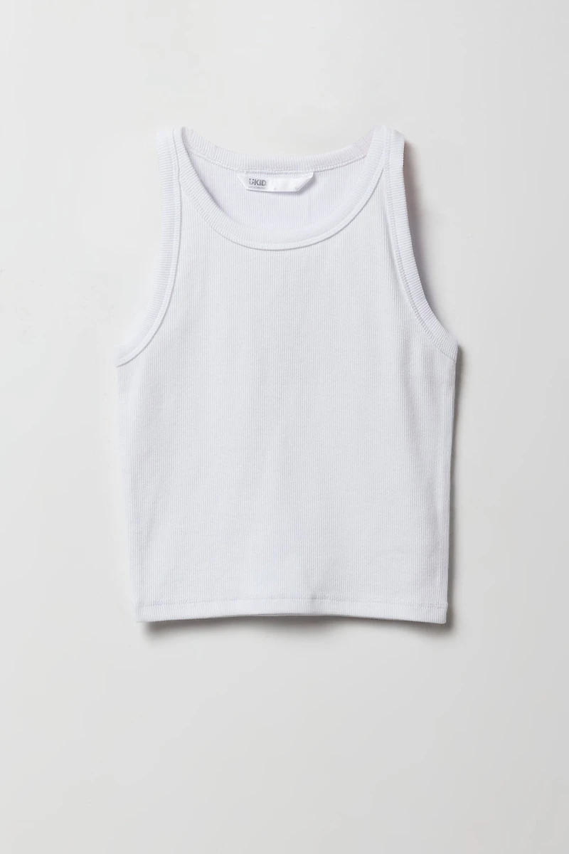 Girls Ribbed High Neck Tank
