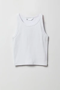 Girls Ribbed High Neck Tank