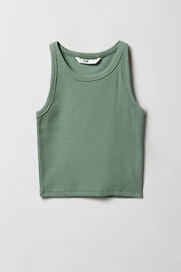 Girls Ribbed High Neck Tank