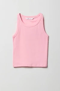 Girls Ribbed High Neck Tank