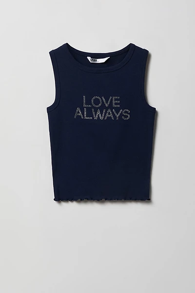 Girls Rhinestone Graphic Ribbed Tank