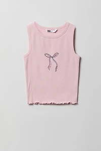 Girls Rhinestone Graphic Ribbed Tank
