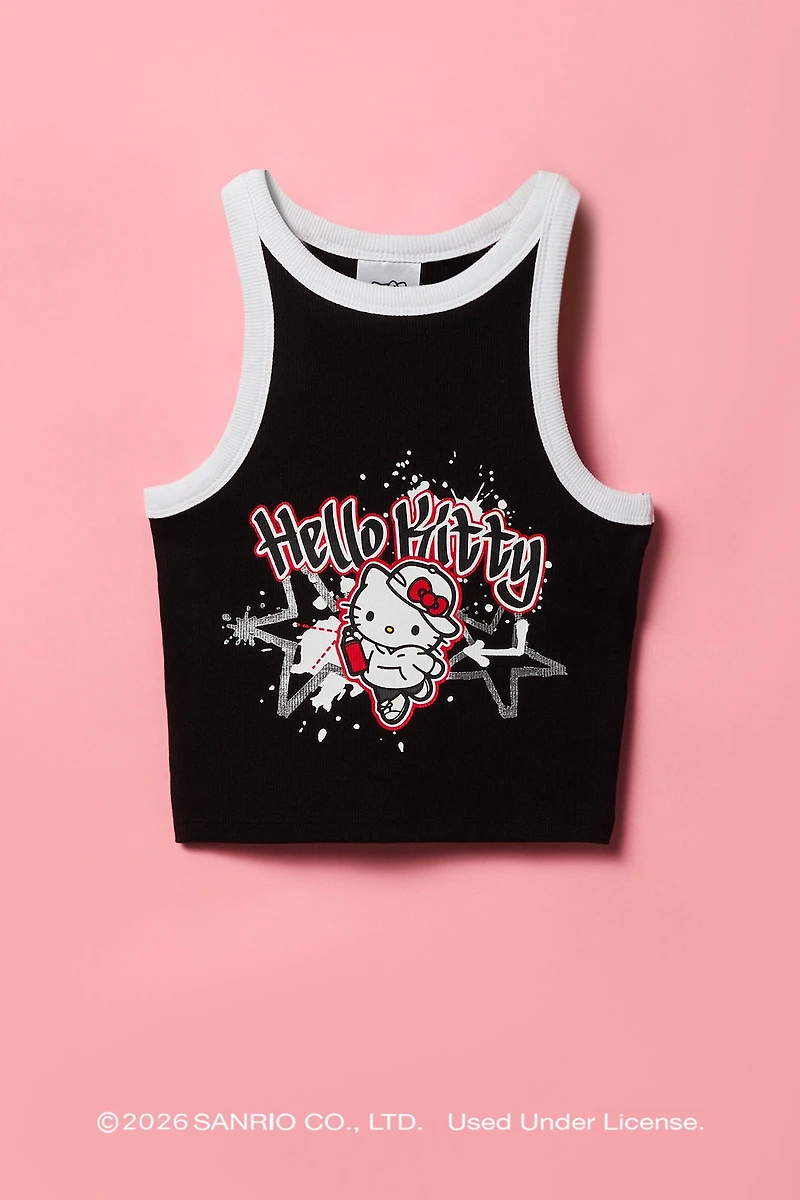 Hello Kitty® Girls Ribbed Ringer Tank