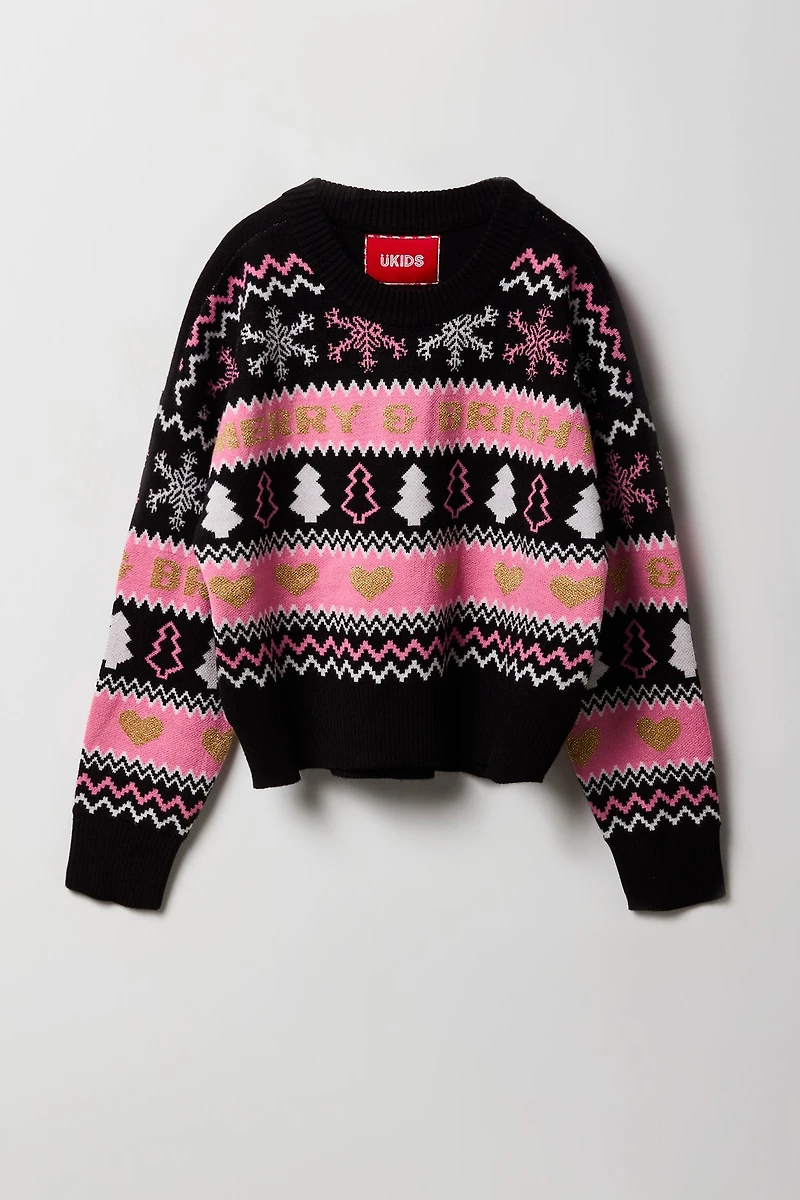 Chandail de Noël en jersey jacquard pour fille