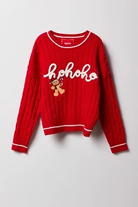 Girls Ho 3D Embroidered Sweater