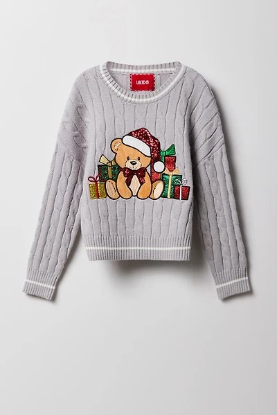 Chandail de Noël avec motif brodé Ourson pour fille