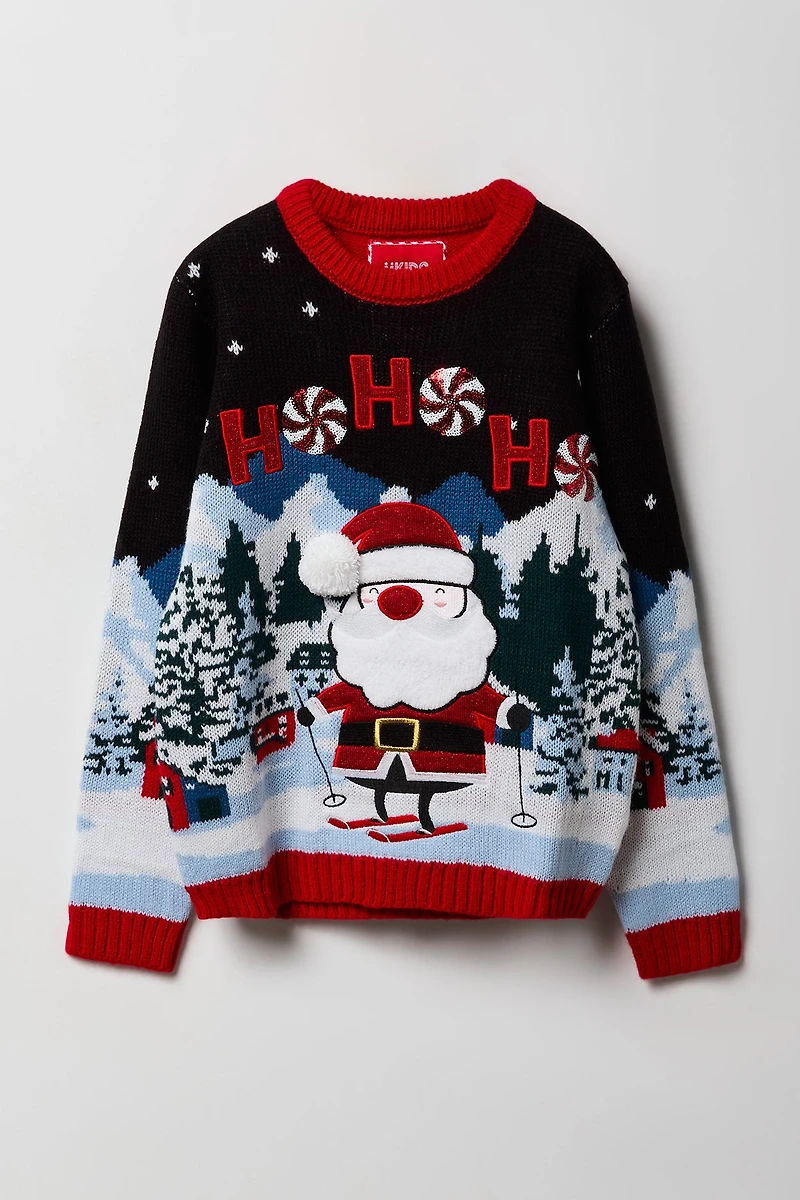 Girls Fuzzy Sequin Christmas Sweater