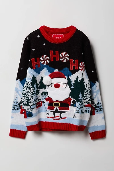 Girls Fuzzy Sequin Christmas Sweater