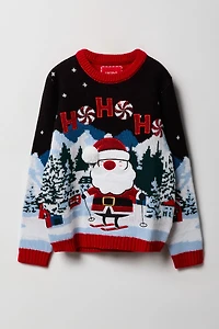 Girls Fuzzy Sequin Christmas Sweater