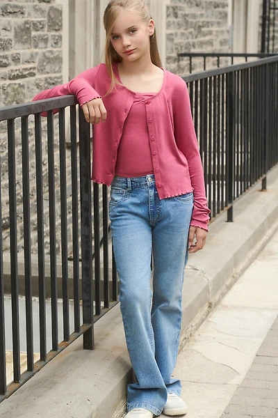 Girls Mid Rise Flare Jean