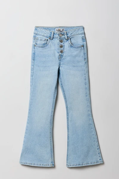 Jean à jambe évasée avec boutons multiples pour fille