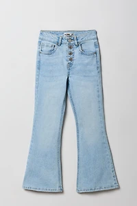 Jean à jambe évasée avec boutons multiples pour fille