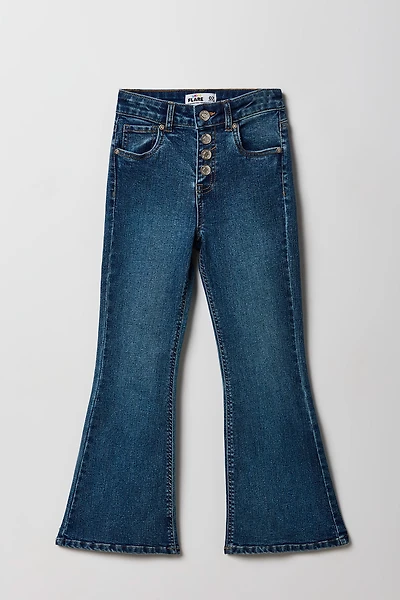 Jean à jambe évasée avec boutons multiples pour fille