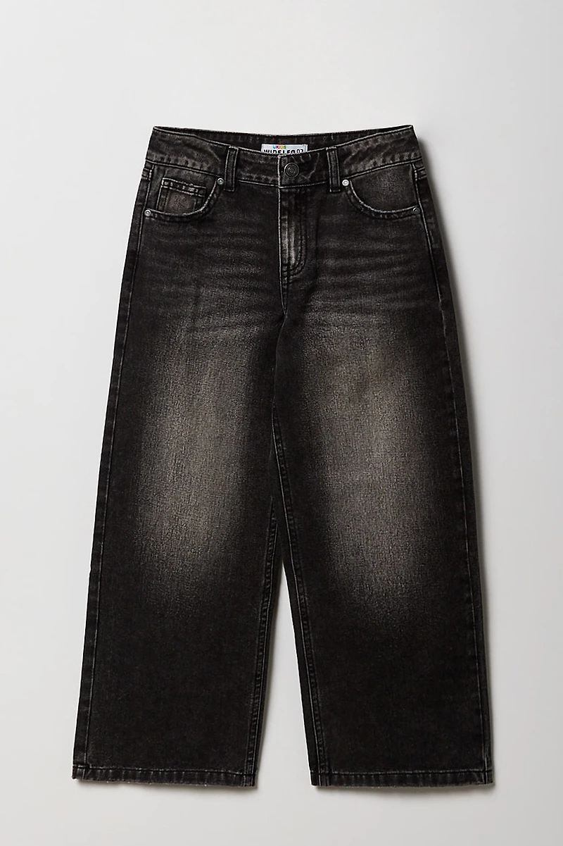Girls Mid Rise Wide Leg Jean