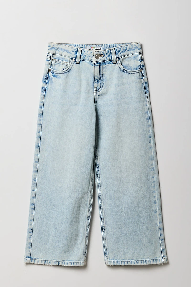 Jean mi-taille à jambe large pour fille