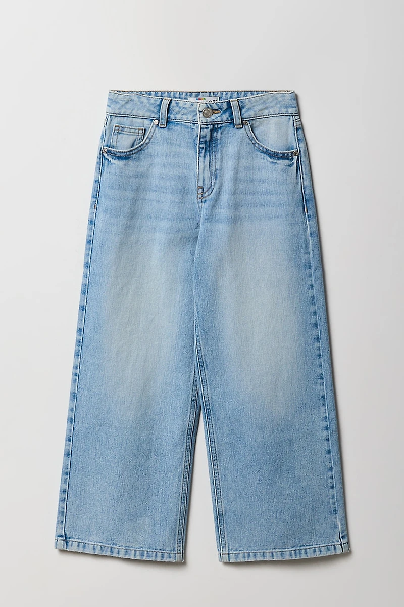 Girls Mid Rise Wide Leg Jean