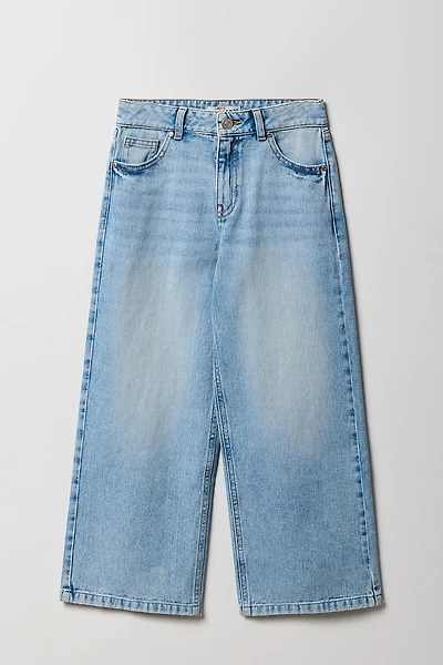 Girls Mid Rise Wide Leg Jean