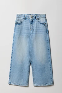 Girls Mid Rise Wide Leg Jean