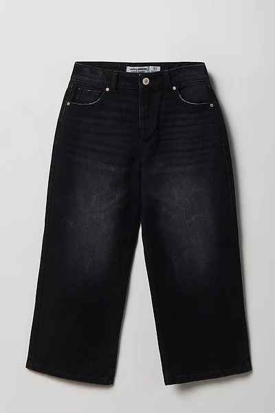 Girls Mid Rise Super Baggy Black Jean