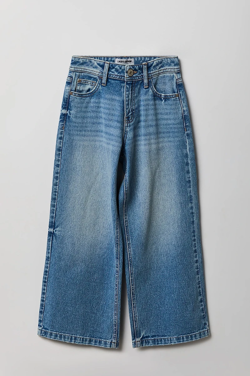 Girls High Rise Wide Leg Jean