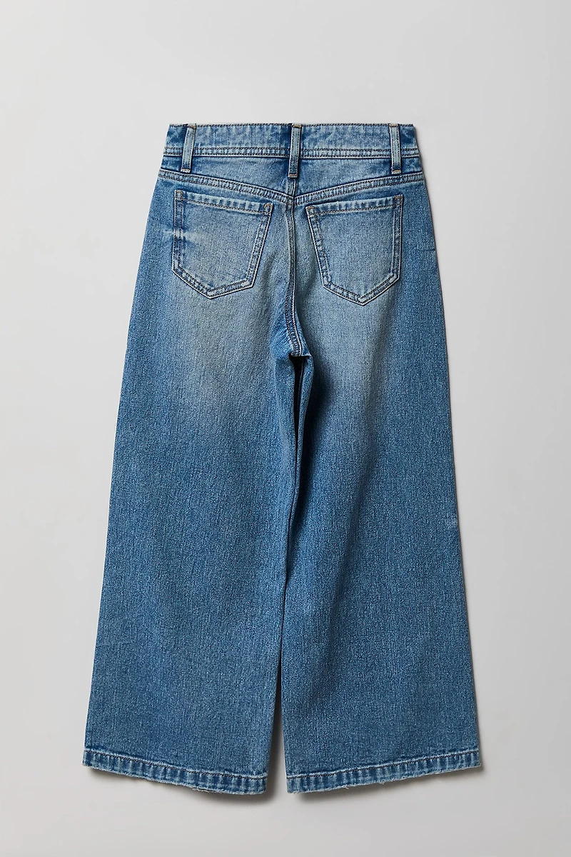 Girls High Rise Wide Leg Jean