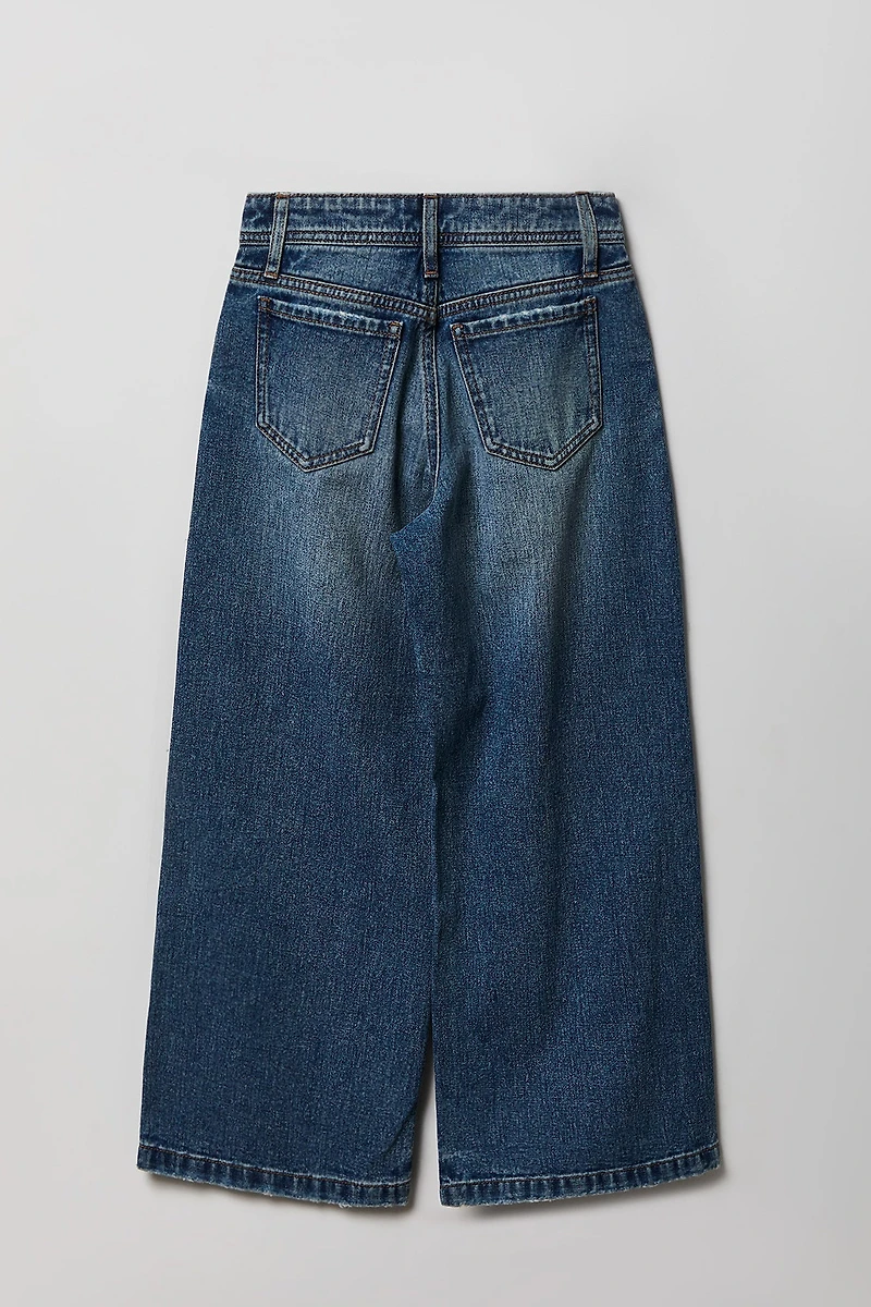 Girls High Rise Wide Leg Jean
