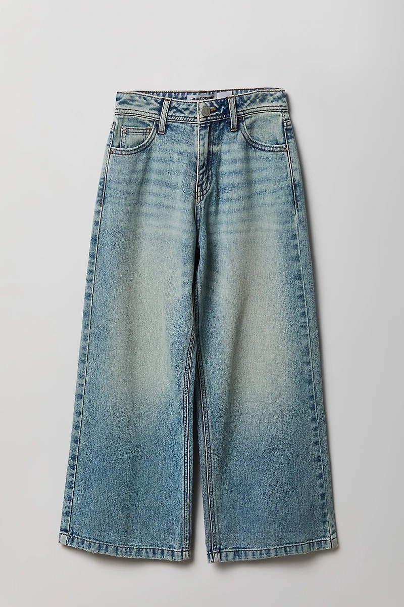 Girls High Rise Wide Leg Jean