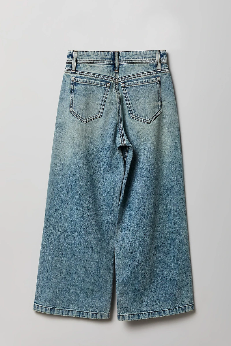 Girls High Rise Wide Leg Jean