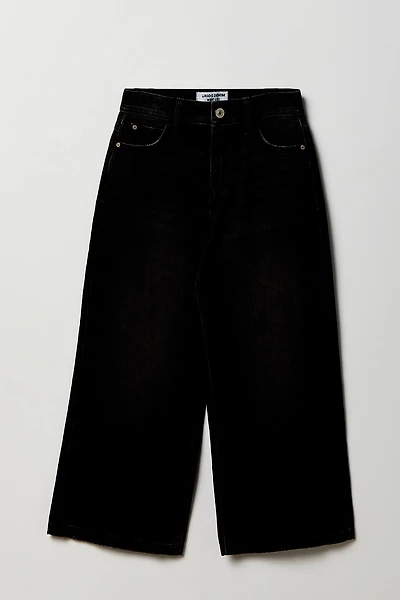 Girls High Rise Wide Leg Black Jean