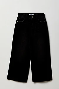 Girls High Rise Wide Leg Black Jean